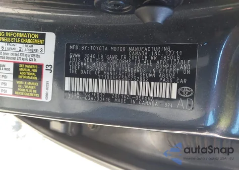 2011 Toyota Corolla S from USA, damaged, VIN 2T1BU4EE5BC752892